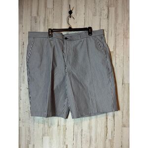 Men's Izod Golf Regular Straight Striped Shorts‎ Blue and White Size 42